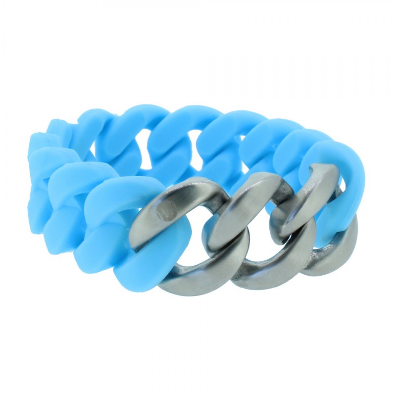 HANSE-KLUNKER ORIGINAL Damen Armband 107414 Edelstahl hellblau silber matt