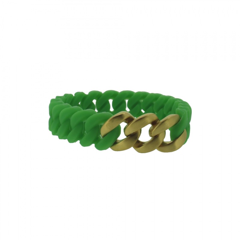 HANSE-KLUNKER MINI Damen Armband 107716 Edelstahl grün gold matt