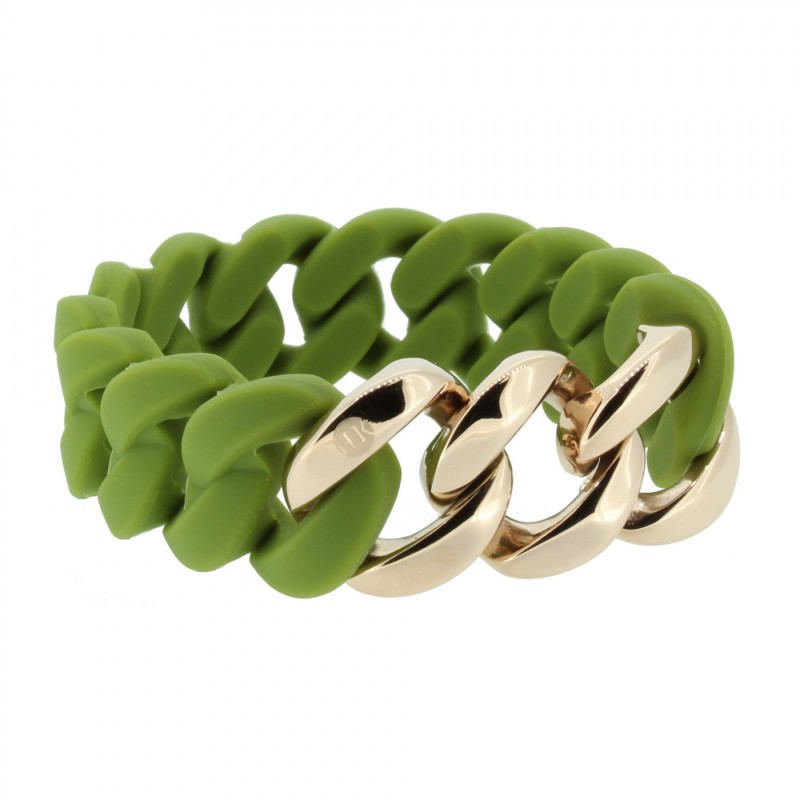 HANSE-KLUNKER ORIGINAL Damen Armband 107020 Edelstahl oliv rosegold