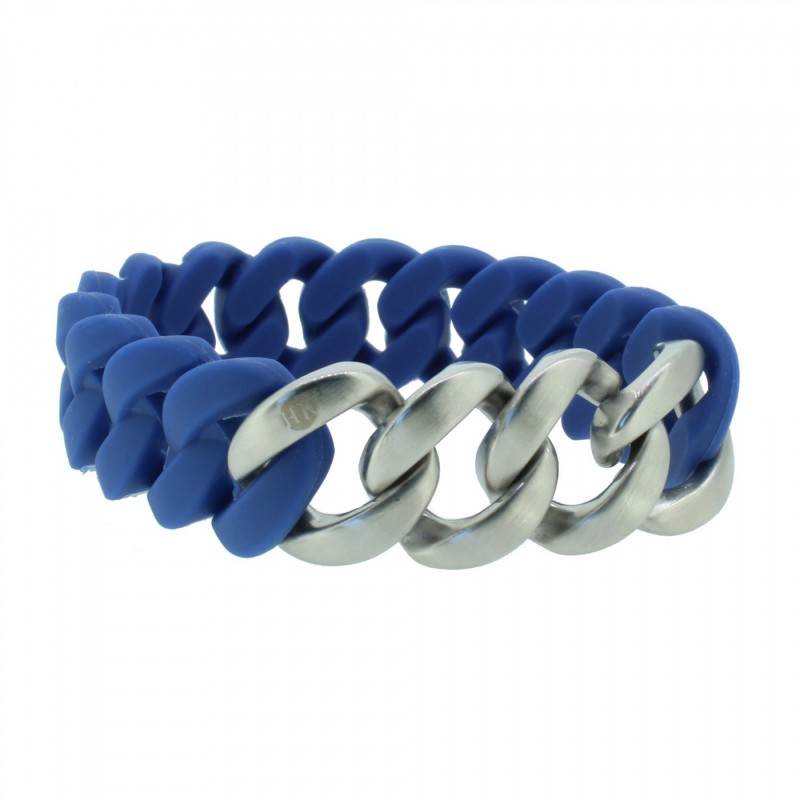 HANSE-KLUNKER ORIGINAL Herren Armband 107415 Edelstahl blau silber matt