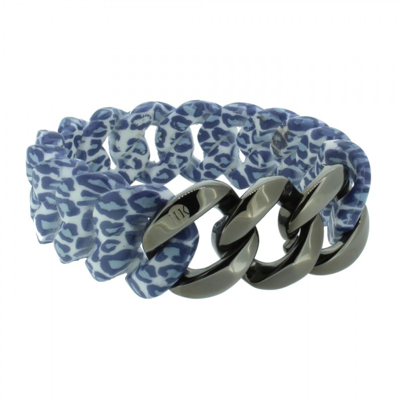 HANSE-KLUNKER ORIGINAL Damen Armband 107403 Edelstahl leopard jeans gun metal