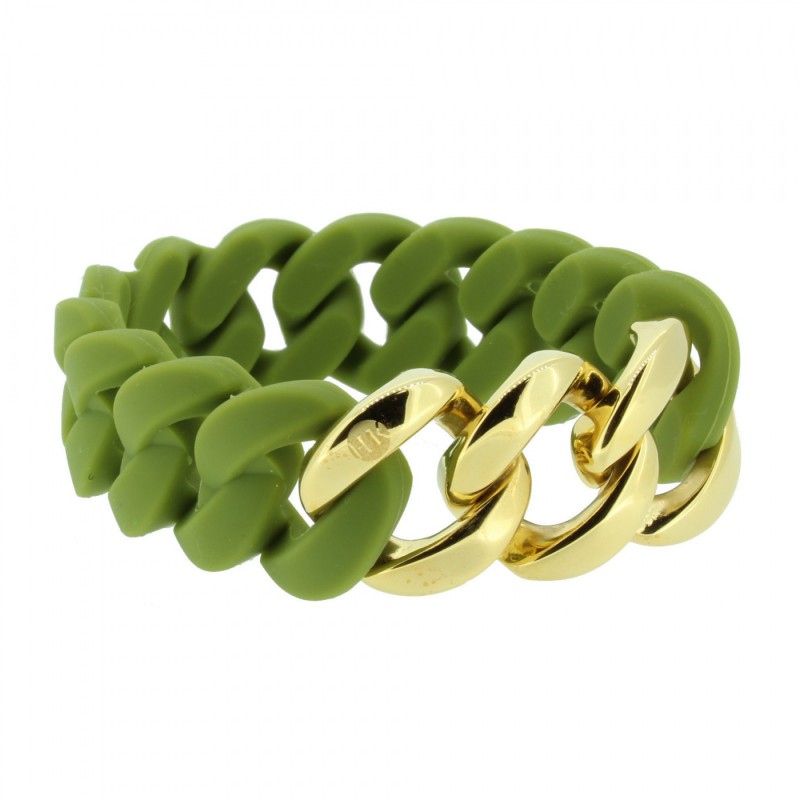 HANSE-KLUNKER ORIGINAL Damen Armband 107019 Edelstahl oliv gold