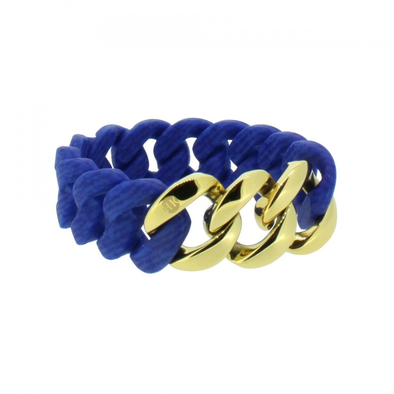 HANSE-KLUNKER ORIGINAL Damen Armband 107958 Edelstahl jeans marine blau gold
