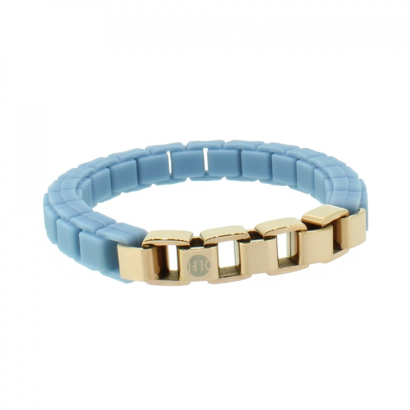 HANSE-KLUNKER FASHION Damen Armband 108009 Edelstahl pastellblau rosegold